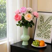 Rose artificielle Real Touch, tige de 67 cm, fausse rose Austin avec feuilles pour vase de maison, bouquet de mariage, décoration de table de fête, arrangement