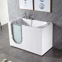 Baignoire de plain-pied autoportante en acrylique pour personnes âgées ou handicapées d'intérieur avec fonctions de massage à jets pour hôtels