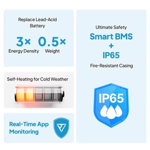 蓝埃蒂B1210磷酸铁锂电池12.8V 100Ah完美铅酸更换半重6000循环野营货车拖车 - Product Image 3