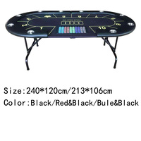 Table de jeu de Poker Texas hol'em pliante avec Rail rembourré 10 joueurs Table de Poker Texas 94x47 pouces