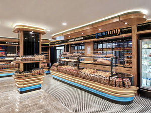 Diseño de exhibición interior de panadería moderna, vitrina termostática personalizada para pan, Mostrador de exhibición de panadería de madera - Product Image 4