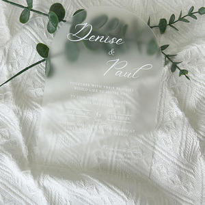 Cartes <span class=keywords><strong>d</strong></span>'<span class=keywords><strong>invitation</strong></span> <span class=keywords><strong>de</strong></span> <span class=keywords><strong>mariage</strong></span> personnalisées <span class=keywords><strong>de</strong></span> luxe élégantes en acrylique/plastique brillant/mat <span class=keywords><strong>d</strong></span>écoupées au laser en usine, 100 pièces, thème forêt - Product Image 1