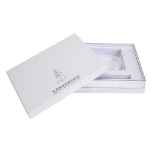 Blanco rígida de papel cartón regalo superior y en caja con borde cosmético crema caja de embalaje con bandeja EVA