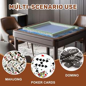 Tapis de mahjong antidérapant bleu à motif floral et oiseaux avec sac de transport pour jeux de tuiles, poker, <span class=keywords><strong>dominos</strong></span>, réduction du bruit, qualité supérieure - Product Image 3