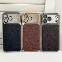 Étui de téléphone antichoc en cuir PU électroplaqué pour iPhone 17 Pro Max/17 Pro/17 Air/17 avec protection de l'appareil photo et protection contre les chutes