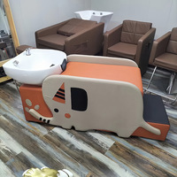 Station de lavage de cheveux pour enfants en gros, design éléphant, avec lavabo en céramique et repose-pieds pour salon