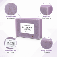 Savon exfoliant artisanal à l'extrait de lavande, exfoliation douce, nettoyage en profondeur, hydratant, pour le visage et le corps, OEM ODM 100g