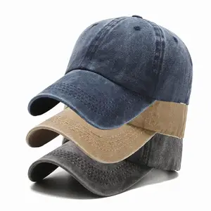 Cappelli di jeans con Logo personalizzato personalizzato di alta qualità lavati in difficoltà 100% cotone 6 pannelli ricamati Bill Old Cowboy Baseball Cap