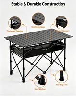 Table pliante portable moderne et durable à hauteur réglable pour l'extérieur, avec rangement, idéale pour la plage, le camping, les pique-niques, la maison et la terrasse, en acier au carbone