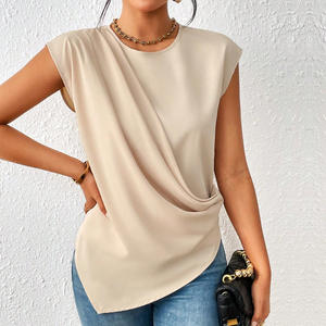 Débardeur tricoté sans manches pour femme, col rond, couleur unie, coupe ample, rose, tenue décontractée - Product Image 6