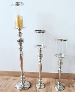 Support de bougie en métal cristal fait main de luxe argenté, décoration de mariage et de Noël - Product Image 4