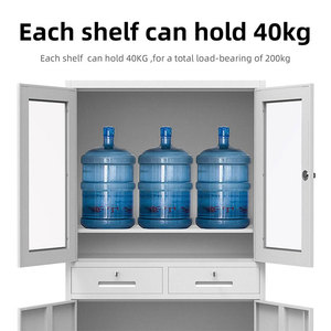 Armoire de classement de bureau moderne en acier avec portes battantes, niveaux réglables, finition imitation bois pour l'école, la salle de sport, l'hôtel - Product Image 4