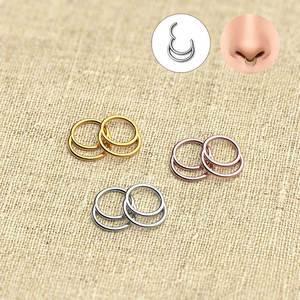 Anneaux de nez en titane ASTM F136, doubles anneaux sexy pour l'oreille, cartilage, <span class=keywords><strong>tragus</strong></span>, <span class=keywords><strong>piercing</strong></span> nasal, bijoux de mode, cadeaux pour femmes - Product Image 6