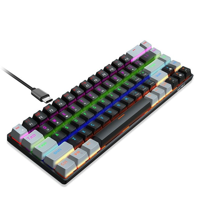 Wired RGB Backlit 68-Key Gaming Mechanical Keyboard with USB Interface Plug and Play Keyboard for computer