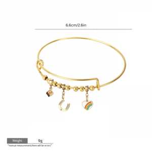 Tùy Chỉnh Cá Nhân Mạ Vàng Có Thể Tháo Rời Mặt Dây Đầy Màu Sắc Charms Thép Không Gỉ Trang Sức Cho Phụ Nữ <span class=keywords><strong>Bangle</strong></span> Vòng Đeo Tay - Product Image 6