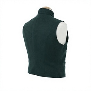 Dark Green <b>Men's</b> Waistcoat Vest Button Front <b>Sleeveless</b> <b>Jumper</b> for Uniform Dance and Formal Wear - Product Image 5