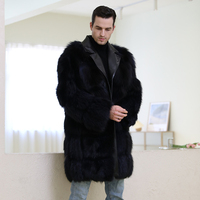 Haute qualité qualité aigle Long Style noir réel manteau de fourrure de renard hiver charmant personnalisé réel fourrure de renard veste manteau pour hommes