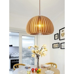 Japanese Retro Wooden Pendant <b>Light</b> Round E27 LED Bedroom <b>Dining</b> Room Chandelier - Product Image 3