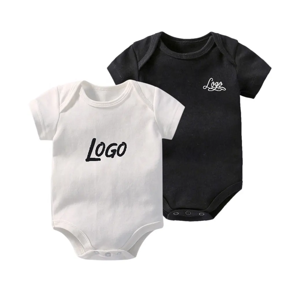 wholesale brand new 100% cotton new born baby clothes custom logo organic baby clothes rompers