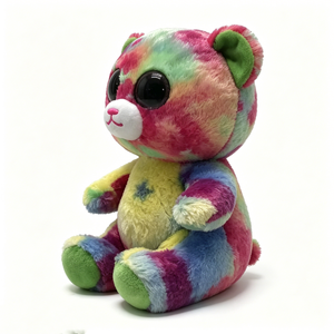 Ours en peluche arc-en-ciel tie-dye coloré personnalisé - Animal en peluche doux et moelleux avec de grands yeux scintillants - Product Image 4