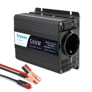 Inverter daya mobil 12v 220v 500W, inverter daya mini soket output EU untuk pengganti AC