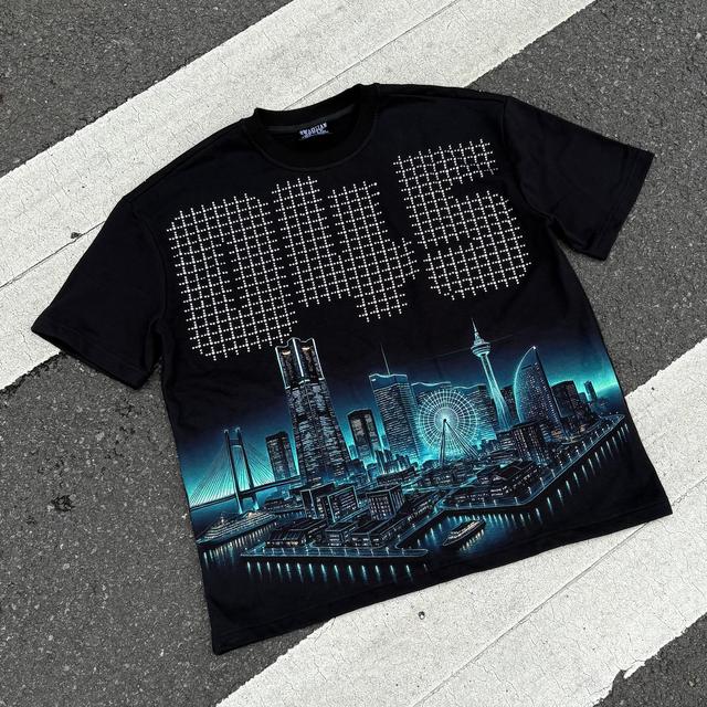 Custom Rhinestone T-Shirt Vintage Acid Washed O Neck Heavyweight 100 Cotton DTG Print Oversized Cropped Graphic Tee Men