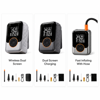 Compresseur d'air portable pour pneus, pompe à air numérique 150 PSI avec pression préréglée, arrêt automatique et lumière LED pour voiture, SUV, moto, vélo et ballons