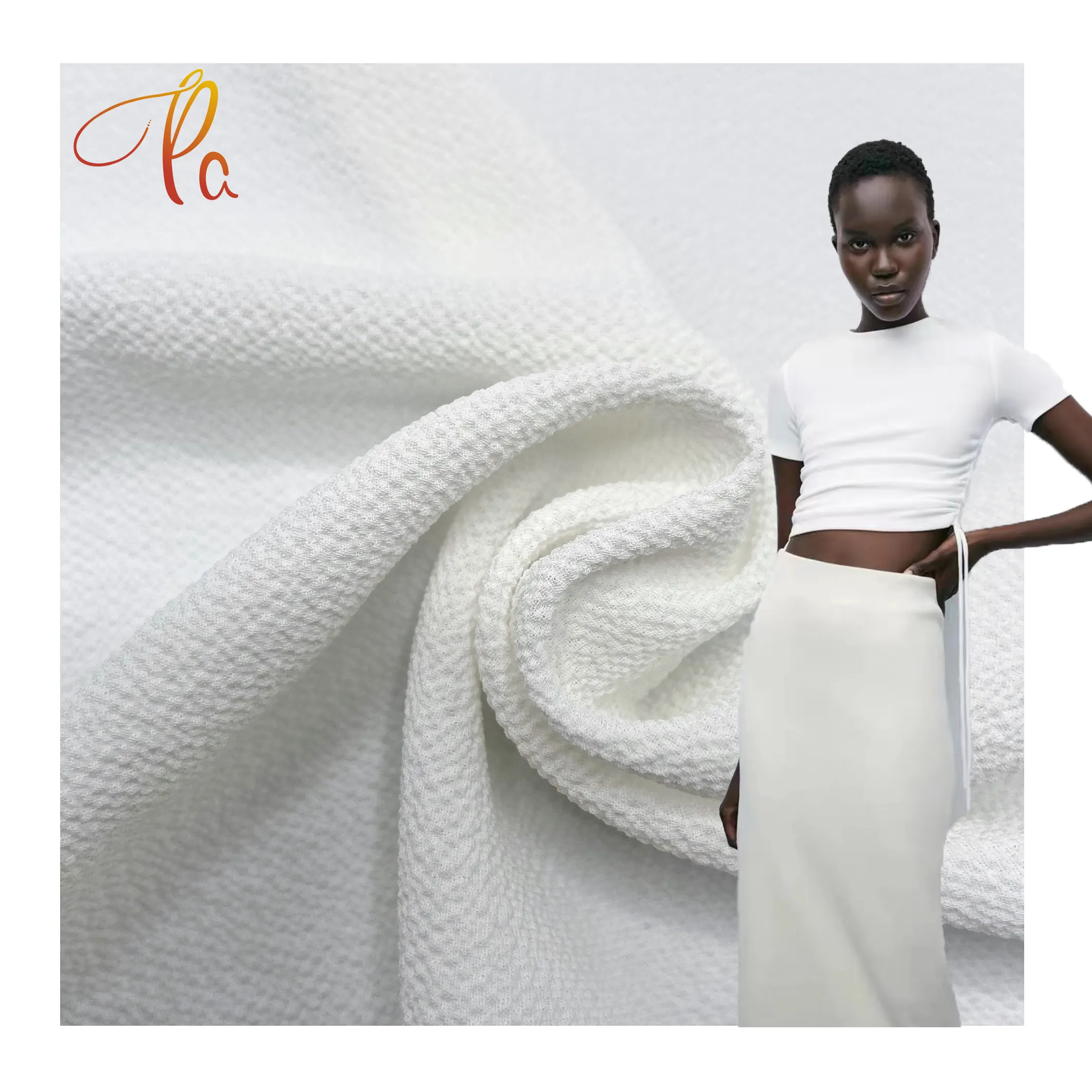 Tela de chifón reciclada para vestido de mujer, tejido de poliéster 100%, blanco, moda de fábrica, RPET
