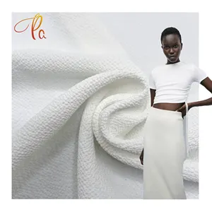 Factory Fashion RPET Polyester Seersucker Recycle Fabric Recycled Chiffon Fabric for Women Dress 100% Polyester Woven White T/T