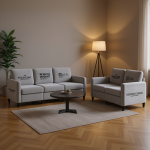 Light Grey Velvet <b>Sofa</b> <b>Set</b> 100% Polyester Modern Living Room Furniture Contemporary Design - Product Image 2