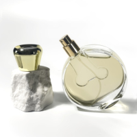 Flacon pulvérisateur rond transparent vide pour parfum, emballage de boîte de parfum, flacons de parfum uniques, flacon de parfum de luxe, 50 ml
