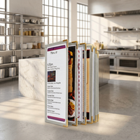 Porte-menu de restaurant en PVC transparent format A4 avec capacité de 6 pages et 12 vues, doté de pochettes en plastique