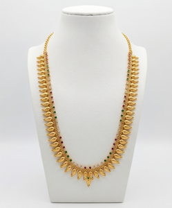 DIVYORO Ensemble collier long et boucles d'oreilles pour femme en cuivre et laiton plaqué or, bijoux de mariage traditionnels pour la mariée - Product Image 1