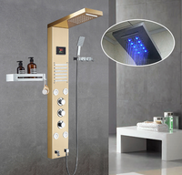 Système de panneau de douche en acier inoxydable avec affichage LED de la température, montage mural, colonne de douche multifonction pour salle de bain