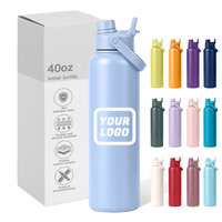 Botella de Agua Aislada al Vacío de 12/18/20/22/25/32/40 oz, Termo de Acero Inoxidable 18/8 de Grado Alimenticio