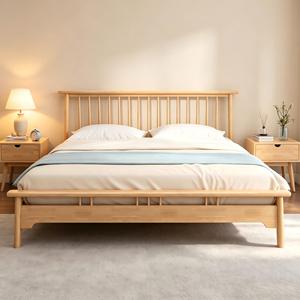 Modern Hand Minimalist Soft <b>Platform</b> <b>Bed</b> <b>Frame</b> Mahogany Solid Wood Eco-Friendly for Home Bedroom Use - Product Image 1