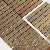 Carrelage mural décoratif pour espace commercial, style vintage, en terre cuite, briques soudées au sable, texture rugueuse, mosaïque