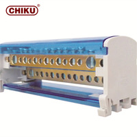 Bloque de terminales de carril Din de tornillo de alta corriente Caja de distribución de energía Conector de cable 1 en Salida múltiple UKK80A