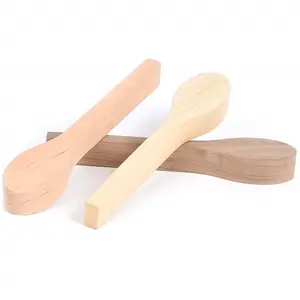 3Pcs Wood Carving Spoon Blank Unfinished Wooden Craft Whittling Kit for Whittler Starter Kids,Basswood +Walnut +Cherry