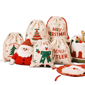 Pochette cadeau en coton naturel écologique pour Noël, sacs d'emballage de bonbons de Noël de haute qualité - Product Image 1