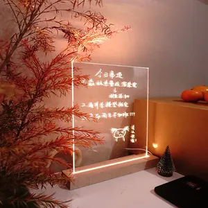 USB Powered 5mm Rectangle Acrylic Resin Wood Led Display Stand Rgb Led Light Base For Crystal Glass Arts Customized Night Lamps