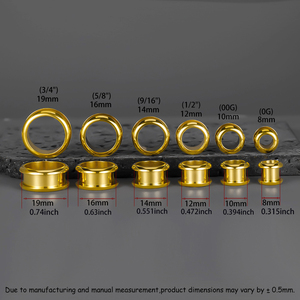 Evorte 316L Acier chirurgical inoxydable plaqué or, <span class=keywords><strong>piercing</strong></span> pour oreilles à visser, 8-16 mm, bijoux <span class=keywords><strong>de</strong></span> corps, dilatateurs, clous unisexes - Product Image 6