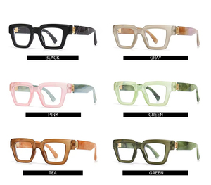 แว่นกันแดดแฟชั่นหรูหราดีไซน์เนอร์สไตล์เรโทรทรงสี่เหลี่ยมทันสมัยสำหรับผู้หญิงผู้ชาย ป้องกันแสงสีฟ้า - Product Image 5