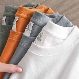 T-<span class=keywords><strong>shirt</strong></span> surdimensionné épais 280 g/m² pour homme, manches courtes, en coton, couleur unie, décontracté, pour l'été - Product Image 2
