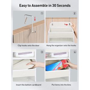 Organizador de 5 niveles para colocar sobre la puerta, 10 bolsillos, color blanco crema, almacenamiento para juguetes y peluches detrás de las puertas - Product Image 5