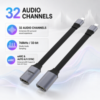 Câble adaptateur Type-C vers HDMI 2.1, Type C mâle vers HDMI femelle, 8K 60Hz, 4K 240Hz, 2K 165Hz, 48 Gbps, cordon plat en aluminium QFT