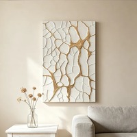 Peinture à l'huile abstraite moderne de luxe, feuille d'or, peinte à la main, texture 3D épaisse, toile craquelée en plâtre blanc, taille personnalisable