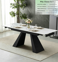 Table à manger OKAY, familiale, commerciale, en acier inoxydable, facile à nettoyer, robuste, extensible, longue, nouvelle arrivée, moderne, table à manger en céramique