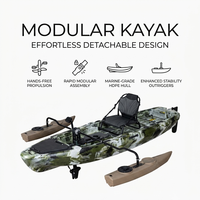 Kayak de pêche modulaire en HDPE personnalisé avec stabilisateur à flotteurs détachable, canoë certifié CE, bateau à moteur de pêche au trolling camouflage