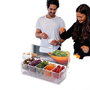 Plastic Fresh-keeping Salad <b>Storage</b> <b>Box</b> Kitchen Use for Food for Outdoor Party Picnic & Compartment Ice Tray - Product Image 4